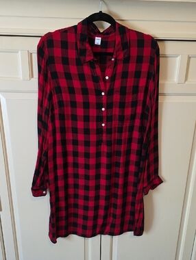 Old Navy Red and Black Buffalo Plaid Button-Up Dress